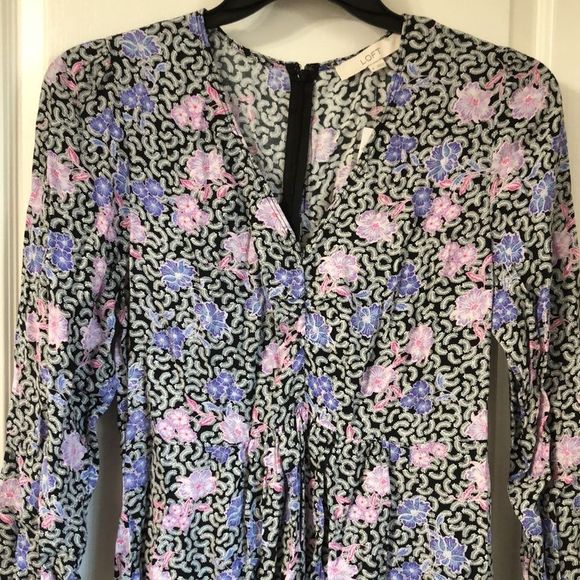 Women's Black Floral Ruched Midi Dress - Picture 5 of 5